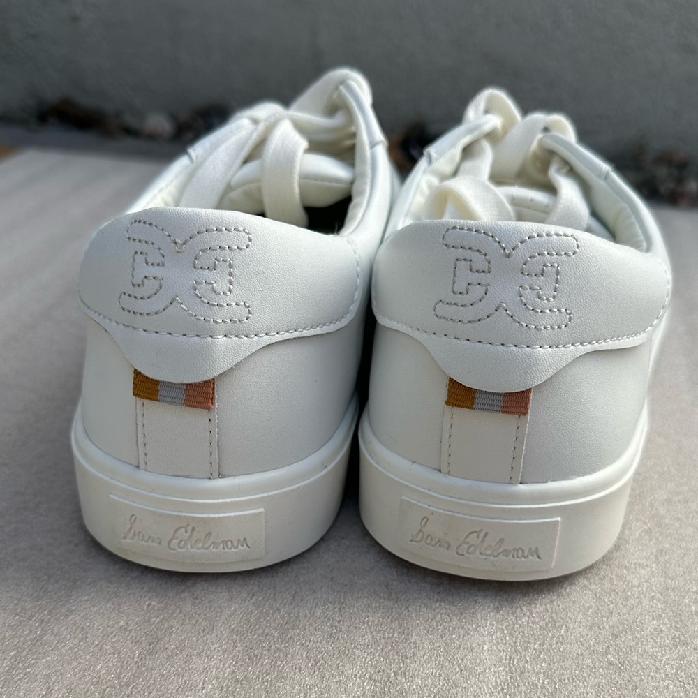 New, No Box: Sam Edelman White Leather Sneakers Ethyl Low Top Women’s Size 9 - Picture 9 of 10
